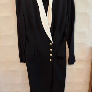 Ladies black/white coat dress, slightly used.